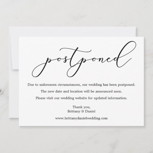 Carte reportée de Mariage de calligraphie délicate (Devant)