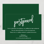 Carte reportée de Mariage vert de script de brosse (Devant / Derrière)