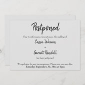 Carte "Reportée" Mariage noir sur gris clair (Devant / Derrière)