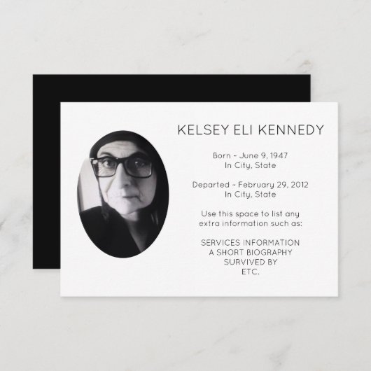 Carte repose en paix (Devant / Derrière)