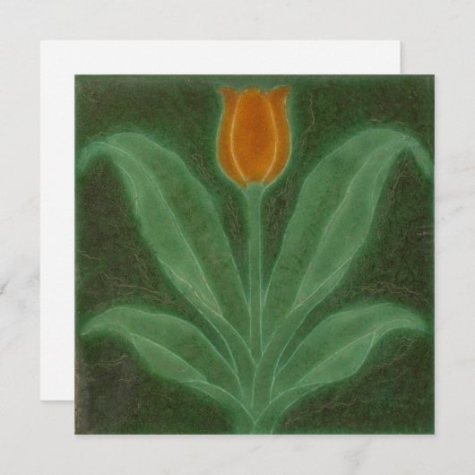 Carte Repro Jaune Vert Tulipe Art Nouveau Carrelag (Devant / Derrière)