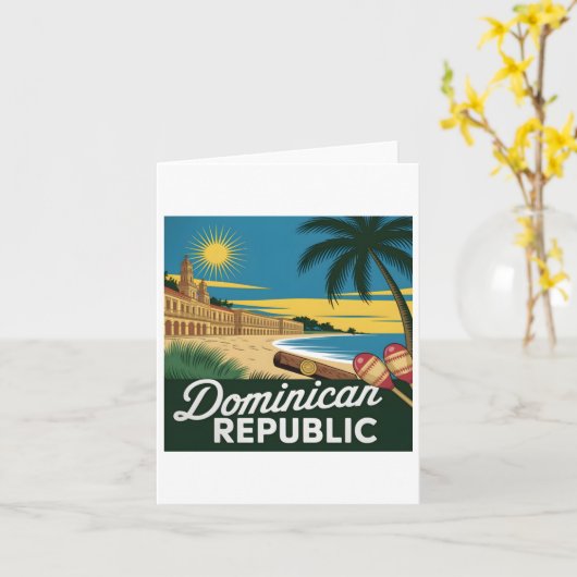 Carte République Dominicaine Architecture coloniale Vint (Fleur jaune)