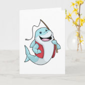 Carte Requin à la pêche avec canne à pêche (Fleur jaune)