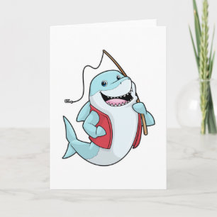 Carte Requin à la pêche avec canne à pêche