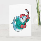 Carte Requin au hockey sur glace avec Bâton de hockey & (Devant)