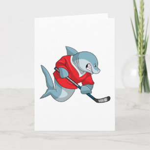 Carte Requin au hockey sur glace avec Bâton de hockey su