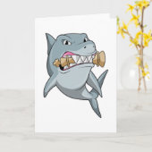 Carte Requin aux échecs avec le roi de pièce d'échecs (Fleur jaune)