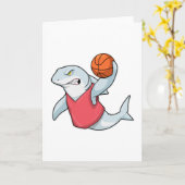Carte Requin aux Sports avec Basket-ball (Fleur jaune)