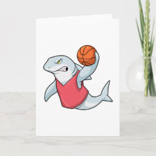 Carte Requin aux sports avec basket-ball