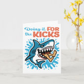 Carte Requin bleu cool pour coups (Fleur jaune)