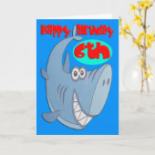 Carte Requin bleu sixième anniversaire (Fleur jaune)