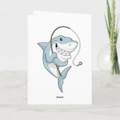 Carte Requin comme pêcheur avec canne à pêche (Dos)