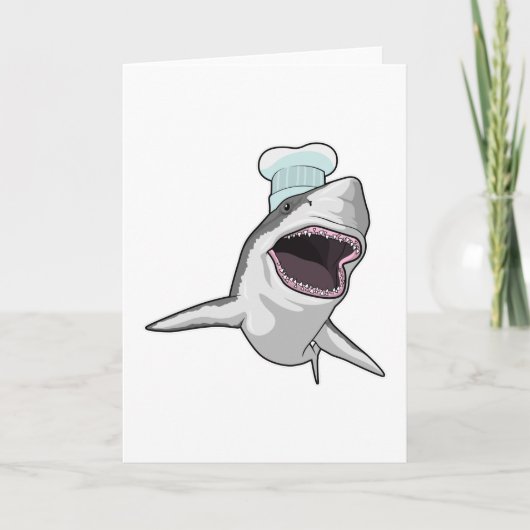 Carte Requin cuisinier avec toque de chef (Devant)