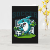 Carte Requin de foot jouant au football (Fleur jaune)