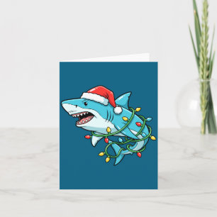 Carte Requin de Noël Chapeau de Père Noël Enveloppé de L