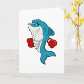 Carte Requin en boxeur avec gants de boxe (Fleur jaune)