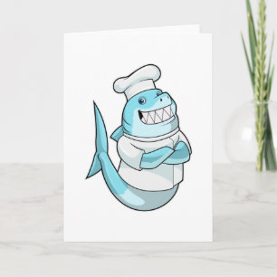 Carte Requin en chef avec tablier de cuisine