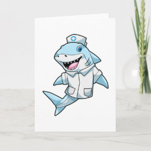 Carte Requin en infirmière avec manteau