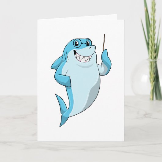 Carte Requin en professeur avec pointeur (Devant)