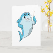 Carte Requin en professeur avec pointeur (Fleur jaune)