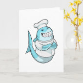 Carte Requin en tant que chef avec tablier de cuisine (Fleur jaune)
