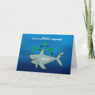 Carte Requin Jour de la Saint Patrick avec Shamrocks