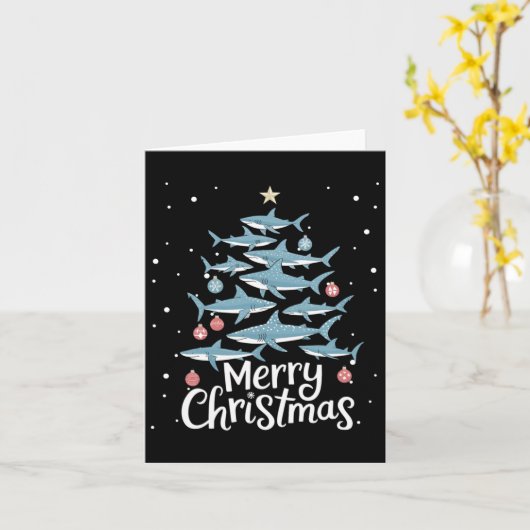 Carte Requin Joyeux Noël Arbre de Noël Requins Joyeux Do (Fleur jaune)