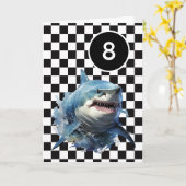 Carte Requin noir blanc À damiers 8e anniversaire (Fleur jaune)