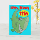 Carte Requin vert Onzième anniversaire (Fleur jaune)