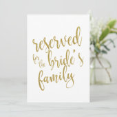 Carte Réservé à la famille de la mariée - Panneau aborda (Debout devant)