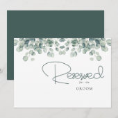 Carte Réserve de mariage au feuillage d'eucalyptus Eléga (Devant / Derrière)