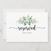 Carte Réservé Minimaliste Eucalyptus Redding (Devant)