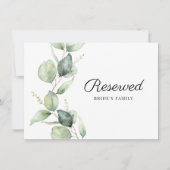 Carte Réservée Mariage Eucalyptus Greenery (Devant)