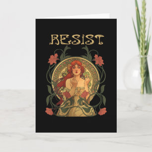 Carte Résister Art Nouveau Mucha Anti-trump Femmes Fémin