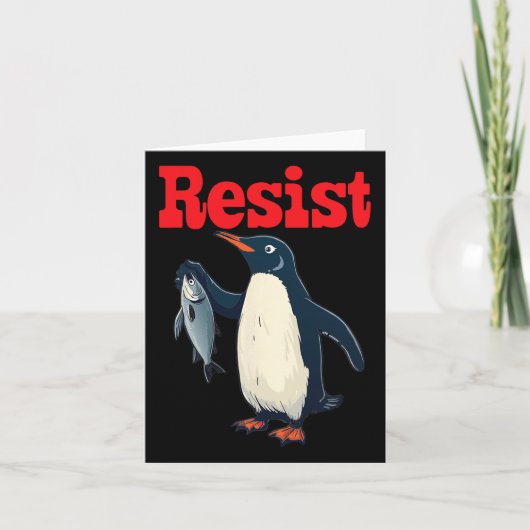 Carte Résister Penguin tenir une manifestation de poisso (Devant)