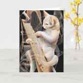 Carte Resonant Whiskers – Surreal Cat Greeting Card (Fleur jaune)