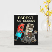 Carte Respect Ur Elders Retro Gaming Controller Funny  (Fleur jaune)
