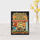Carte Respect Your Elders Funny Gamer Controller 80s Ret (Fleur jaune)