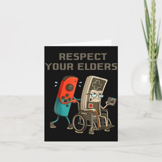 Carte Respect Your Elders Funny Retro Gaming Clic Consol (Devant)