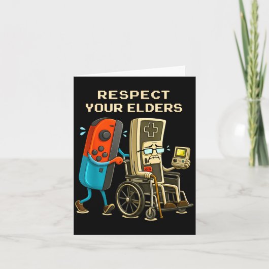 Carte Respect Your Elders Gaming Control Retro Funny Gam (Devant)