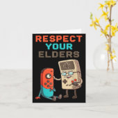 Carte Respect Your Elders Gaming Control Retro Funny Gam (Fleur jaune)