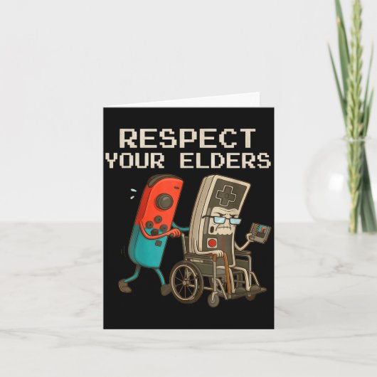 Carte Respect Your Elders Gaming Control Retro Funny Gam (Devant)