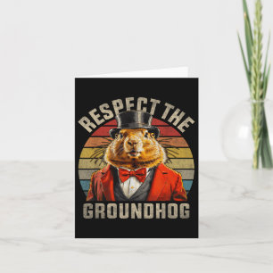 Carte Respectez la marmotte Ground Hog Retro Sunset Grou