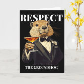 Carte Respectez le groundhog drôle Ground-hog Day Drapea (Fleur jaune)