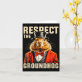 Carte Respectez Le Groundhog Jour De La Marmotte Hommes (Fleur jaune)