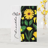 Carte respirer fleur d'amitié avec la bestiole de dame (Fleur jaune)