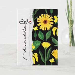 Carte respirer fleur d'amitié avec la bestiole de dame