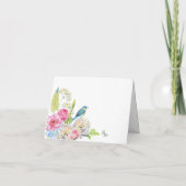 Carte Ressort rose vert bleu fleuri (Dos)