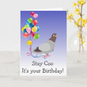 Carte Reste Cool C'est Ton Anniversaire Pigeon Oiseau (Fleur jaune)