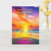 Carte Restez avec les GAGNANTS Slogan des AA Plage au le (Fleur jaune)